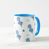 Mug de café Floral blanc et bleu (Devant droit)
