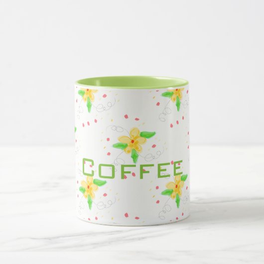 Mug de café Floral jaune (Centre)