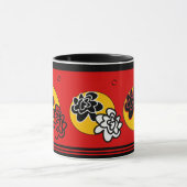 Mug de café Flower rouge jaune noir (Centre)