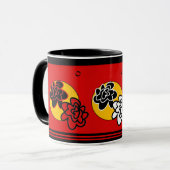 Mug de café Flower rouge jaune noir (Devant gauche)