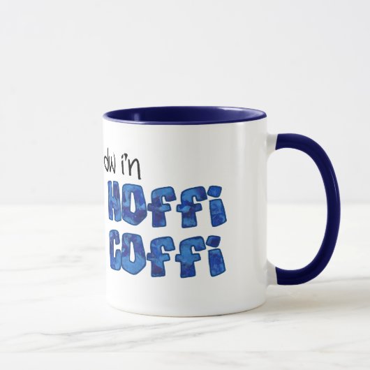 Mug de café gallois : Hoffi Coffi, effet bleu marb (Droite)