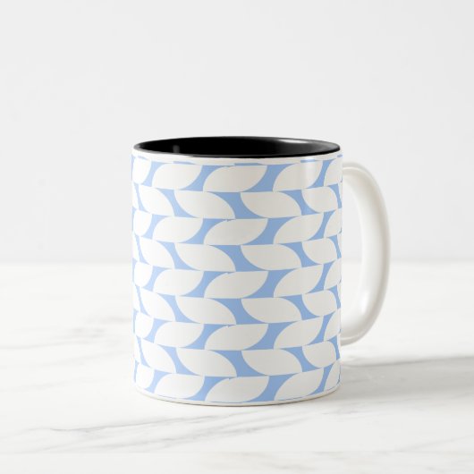 Mug de café géométrique moderne bleu et blanc (Devant droit)