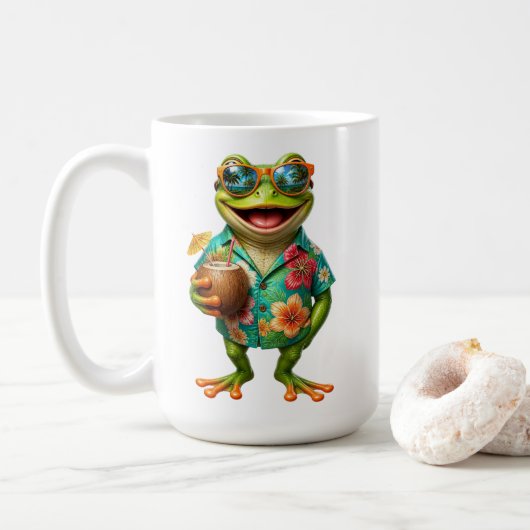 Mug de café grenouille tropical drôle | Cool Frog (Avec donut)