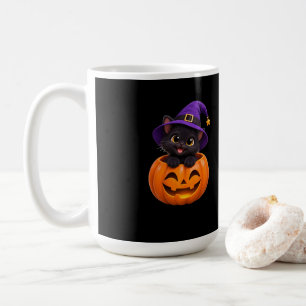Mug de café Halloween Chat Noir Mignon Sorcière Ci