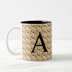 Mug de café Halloween mignon avec initiale
