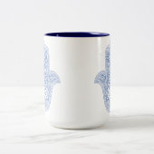 Mug de café Hamsa - Bleu & Blanc - Cadeaux Judaïqu (Centre)