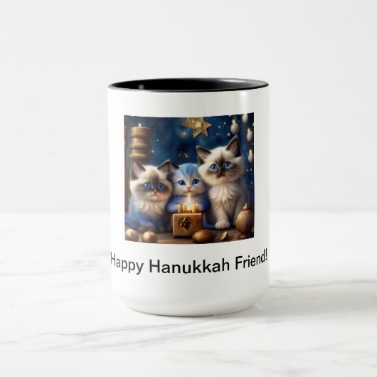 Mug de café Hanoukka avec chats à poupée (Centre)