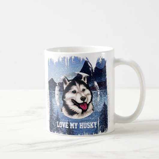 Mug de café Husky Sibérien personnalisé (Droite)