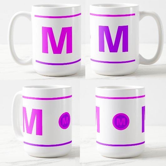 Mug de café initial monogrammé moderne pour filles