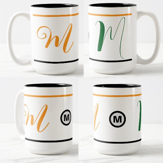 Mug de café initial monogramme unique (idée cadeau