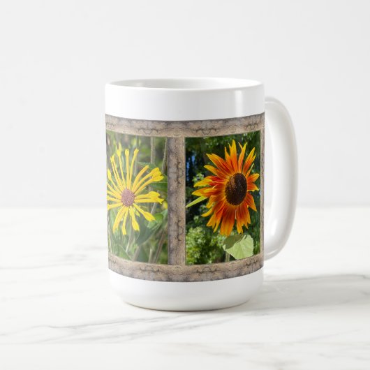 Mug de café inspirant avec des tournesols (Devant droit)