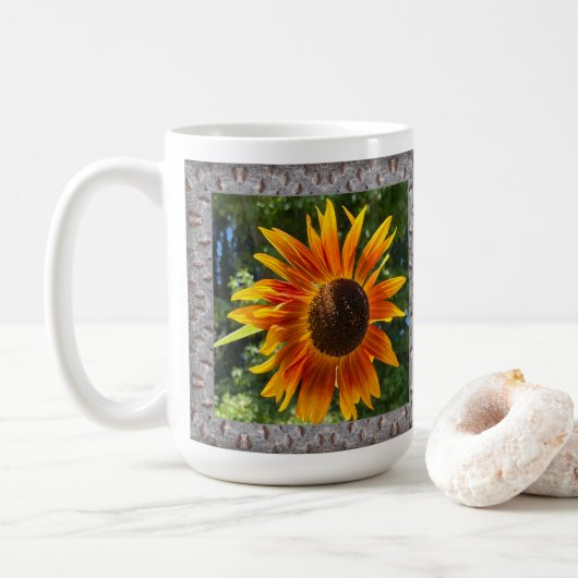 Mug de café inspirant avec des tournesols gais (Avec donut)