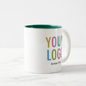 Mug de café intérieur vert 11oz avec nom Logo de l (Devant droit)