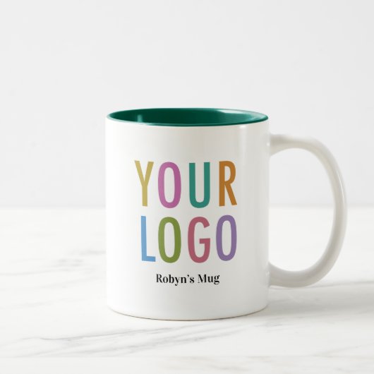 Mug de café intérieur vert 11oz avec nom Logo de l (Droit)