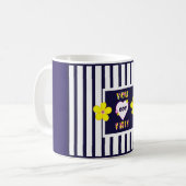 Mug de café jaune brillant rayé de la marine (Devant gauche)