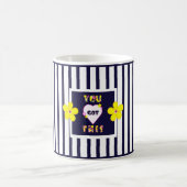 Mug de café jaune brillant rayé de la marine (Centre)