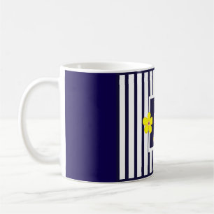 Mug de café jaune brillant rayé de la marine