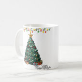Mug de café Joyeuses Fêtes Arbre de Noël (Devant gauche)