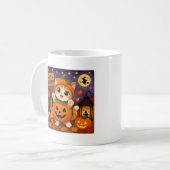 Mug de café Joyeux Halloween drôle de chat (Devant gauche)