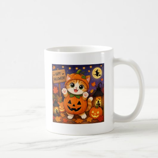 Mug de café Joyeux Halloween drôle de chat (Droite)