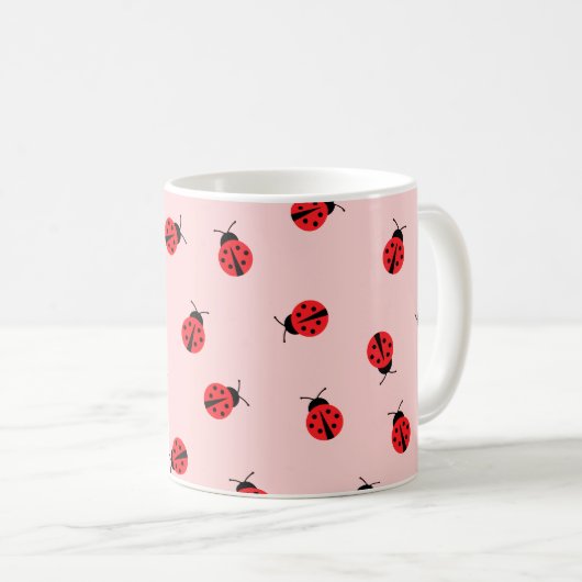 Mug de café Ladybug rose (Devant droit)