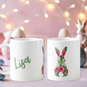 Mug de café lapin de Pâques à fleurs