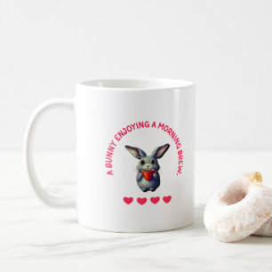 Mug de café Lapin Mignon Profitant d'un Petit Déje