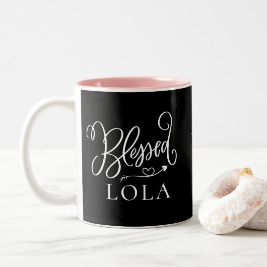 Mug de café Lola bienheureuse moderne (Avec donut)