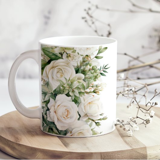 Mug de café Maman Roses Florales Blanches