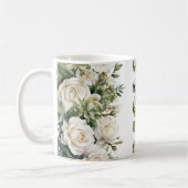 Mug de café Maman Roses Florales Blanches (Gauche)