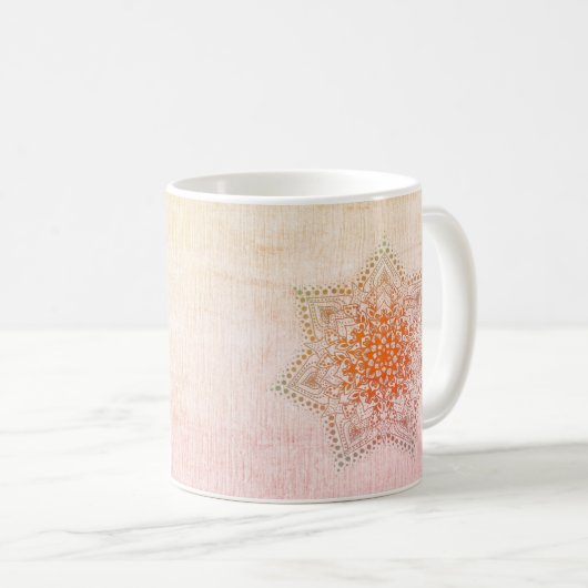 Mug de café Mandala orange (Devant droit)