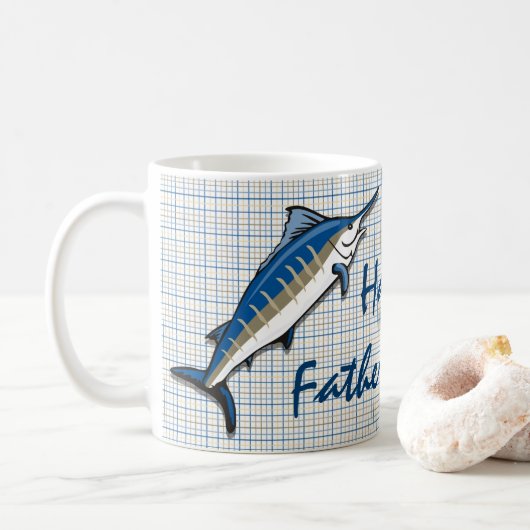 Mug de café - Marlin bleu sur Plaid (Avec donut)