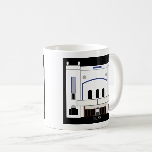Mug de café minimaliste Columbia Theatre (Devant droit)