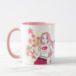 Mug de café moderne fille rose chef