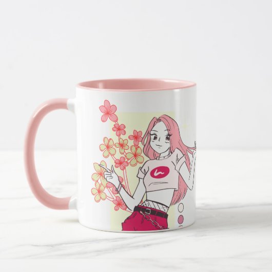Mug de café moderne fille rose chef (Gauche)