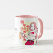 Mug de café moderne fille rose chef (Devant droit)