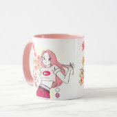 Mug de café moderne fille rose chef (Devant gauche)