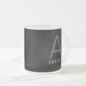Mug de café monogramme moderne gris et blanc (Devant droit)