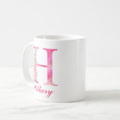 Mug de café monogramme - Mug Florale rose H initia (Devant gauche)