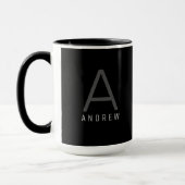 Mug de café Monogramme noir & blanc moderne (Gauche)