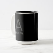 Mug de café Monogramme noir & blanc moderne (Devant gauche)