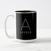 Mug de café Monogramme noir & blanc moderne (Gauche)
