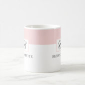 Mug de café monogramme rose | Feminine Elegant Bla (Centre)