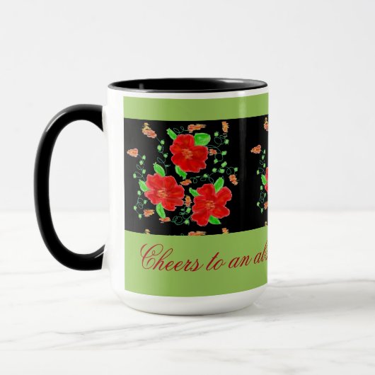 Mug de café Motif à fleurs rouges (Gauche)