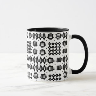 Mug de café : Motif de tapisserie galloise, noir s