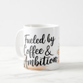 Mug de café motivationnel - Alimenté par l'ambitio (Devant gauche)