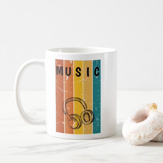 Mug de café musique rétro mignon et propre (Avec donut)