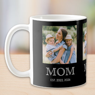 Mug de café noir avec 3 photos pour maman
