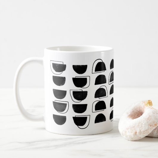 Mug de café noir et blanc Abstrait (Avec donut)