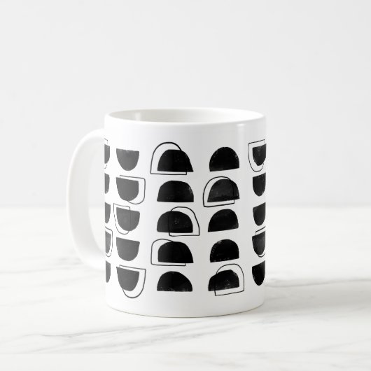 Mug de café noir et blanc Abstrait (Devant gauche)